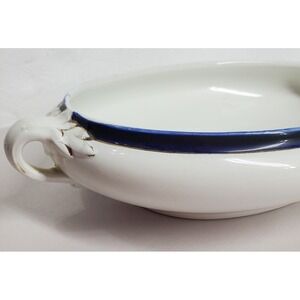 Booths Silicon China Porcelain England Cobolt With Gold Trim Tureen, Vintage